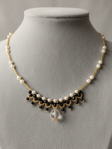 Collana elegante nero oro - nero,